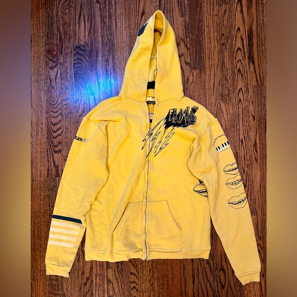 FREECITY Men’s Yellow Full-Zip Hoodie Size 3 (Small). - Picture 3 of 3